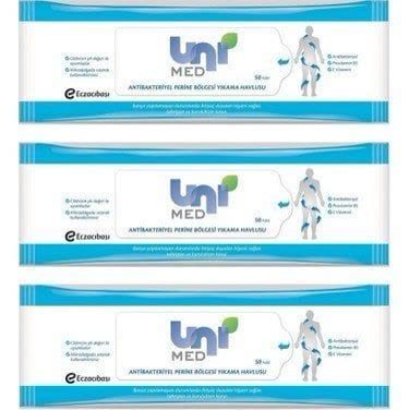 Unimed Antibakteriyel Perine Bölgesi Yıkama Havlusu 50 Li 3 Paket
