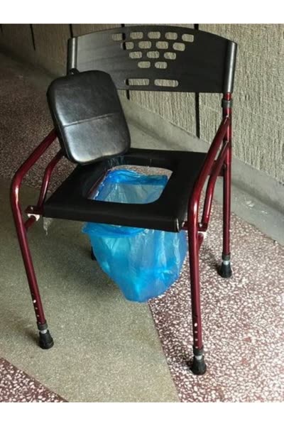 Deri Döşemeli Hasta Tuvaleti Klozeti Sandalyesi Bordo Kasa Katlanır Minderli